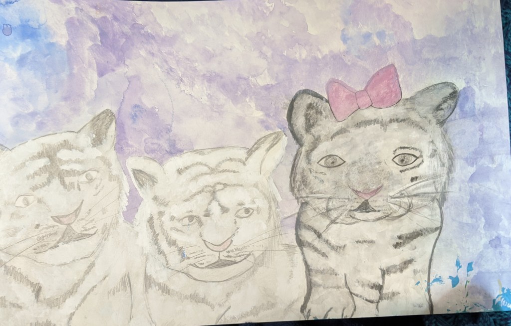 Heidi swift tiger cubs artwork pencil and watercolour