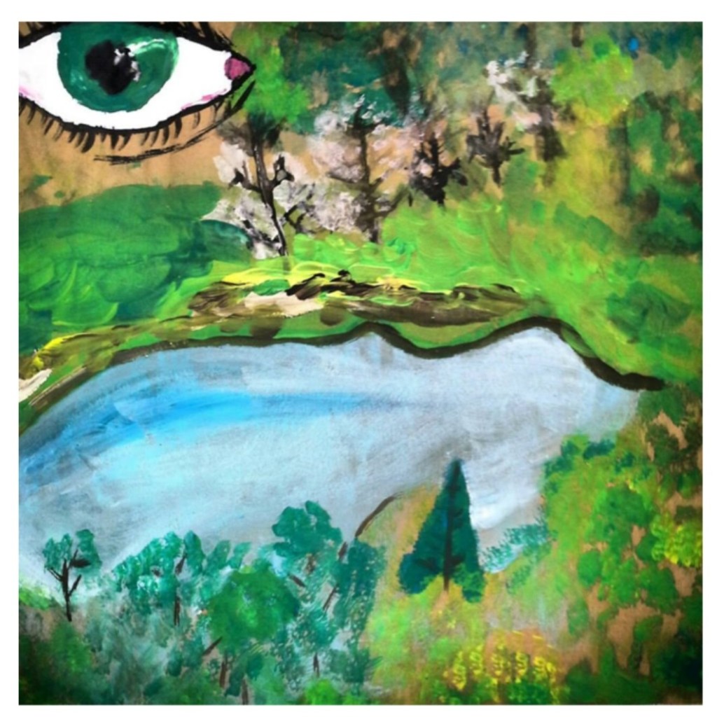 Surrealist landscape and eye artwork by heidi swift